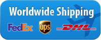 Worldwide delivery with FedEx, UPS and DHL